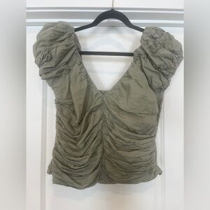 Ruched Olive Green Women's Top